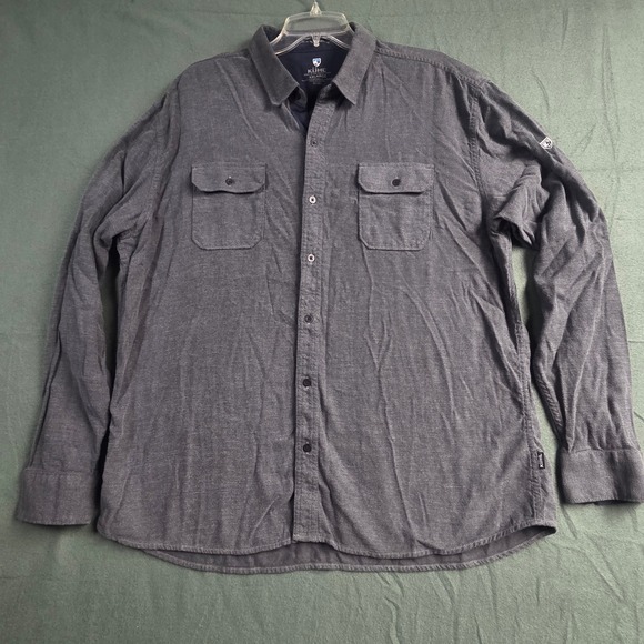 Kuhl Other - KUHL Button Up Shirt Mens XXL Gray Descendr Flannel Tencel Cotton Long Sleeve
